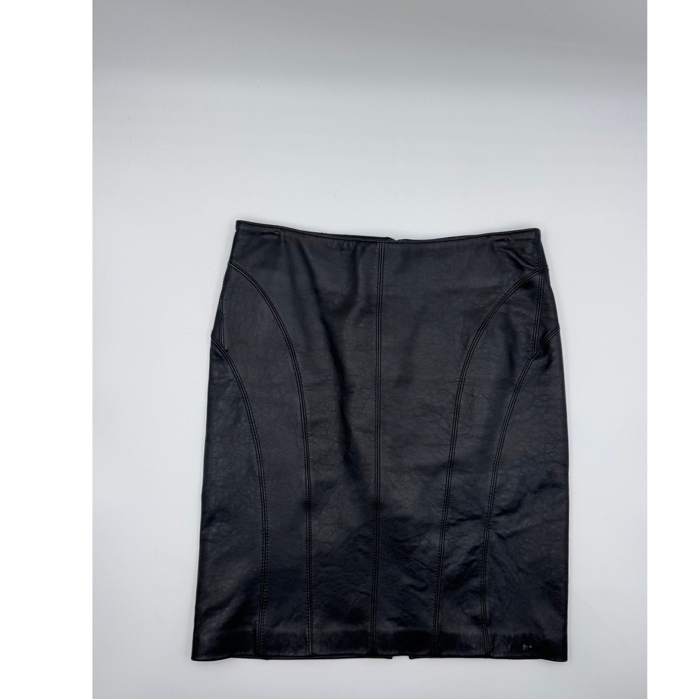 Bebe Vintage Black Leather Midi Skirt‎
